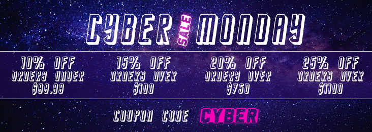 Cyber Monday 2020 sales banner featuring tiered discounts.