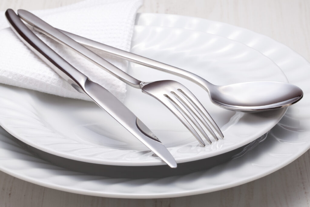 A beautiful set of Degrenne flatware with sleek lines